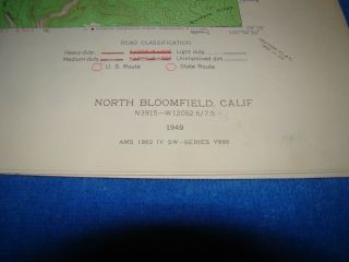 Vtg Usgs Topo Topographical Map 1949 - N.  Bloomfield California 7.  5 Min.