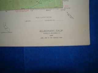 Vtg Usgs Topo Topographical Map 1949 - Alleghany - California.  - 7.  5 Min.