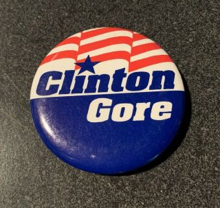 1992 Bill Clinton / Al Gore For President 2 1/4 " Political Campaign Button / Pin