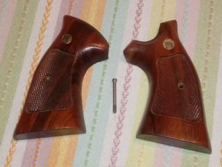 Vintage Smith & Wesson K/l Frame Factory Target Wood Grips Square Butt - 5 Day N/r