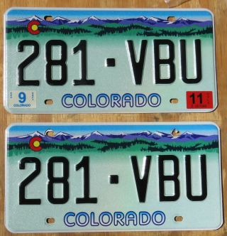 Colorado Purple Mountain Pair License Plates 2011 281 Vbu