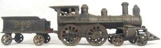 Ideal antique cast iron train loco & tender 999,  1899 2