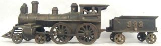 Ideal antique cast iron train loco & tender 999,  1899 3