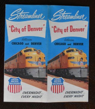 Union Pacific Railroad 1955 Streamliner City Of Denver - The Pub - Up - Exc