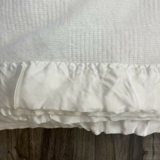 Vintage White Cotton Thermal Acrylic Blanket Nylon Trim USA 98 x 108 King Size 2