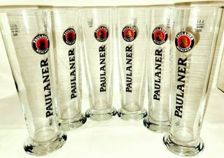 (6) Vtg Paulaner Munchen Rastal.  5l Beer Glasses Set Germany