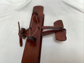 Large Hand Crafted Vintage 1930’s BiPlane Wooden Model 3