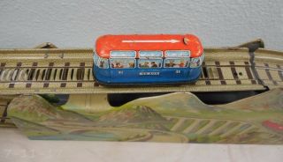 Vintage Tin Wind Up Us Zone Germany Trolley Mountain Express