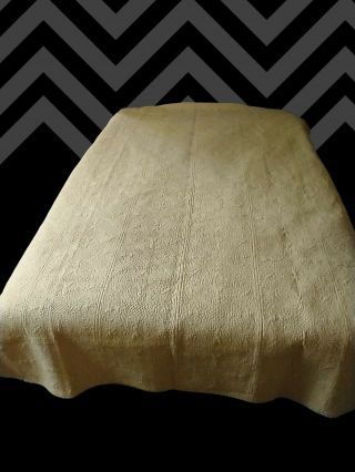 Italian Bedspread/Coverlet with Pillow Sham VTG 100 Cotton Yelow Full Size 2