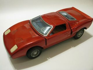 Rare Vintage Bandai Tin Friction Car Ford Gt - 40 Japan 1:16 Scale Red Paint