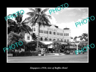 Old Large Historic Photo Of Singapore,  View Of The Raffles Hotel C1930