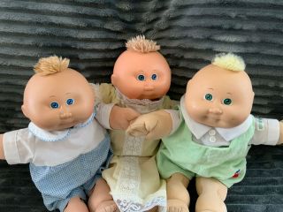 3 Vntg Cabbage Patch Kids Xavier Robert’s Sign 1984 - 1985 Clothes Coleco