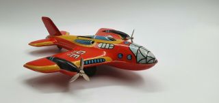 Tin Toy Technofix Friction Rocket Airplane Ge 270 - Made In Us Zone Germany
