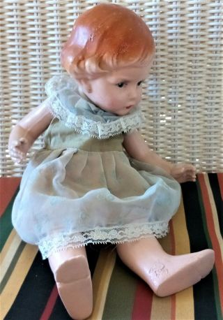 Rare 1928 Louis Amberg 13 " Auburn Haired Edwina? Twist Body Composition Doll