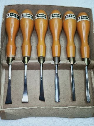 Set Of Six Sorby Carving Tools Vintage