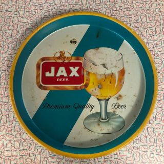 Vintage Jax Beer Tray,  13 " Metal Beer Tray Turquoise And Yellow
