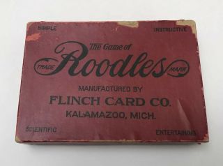 Vintage 1912 The Game Of Roodles Card Game Box Flinch Card Co.  Rare