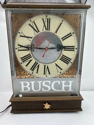 Rare Vintage Anheuser Busch Beer Bar Clock With Light Pull Chain