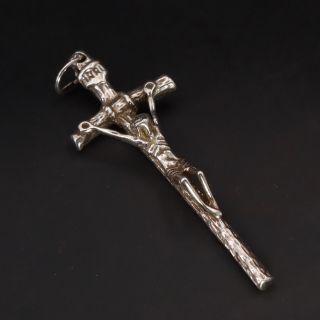 Vtg Sterling Silver - Religious Jesus Christ Crucifix Cross Pendant - 5g
