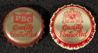2 Pbc Beer Cork/plastic Beer Bottle Caps Potosi,  Wisconsin Crown Wi Vintage Wisc