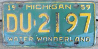 Vintage 1959 Michigan License Plate - Water Wonderland - Du2197