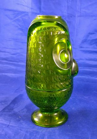 Vintage Viking Glass Green Owl Fairy Lamp 7” tall Candle Light,  PLEASE READ 2