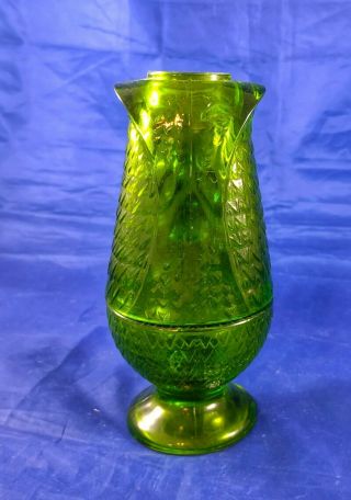 Vintage Viking Glass Green Owl Fairy Lamp 7” tall Candle Light,  PLEASE READ 3