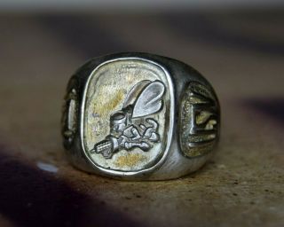 Vintage Wwii U.  S.  Navy Seabees Sterling Silver Ring Usn Construction Battalion