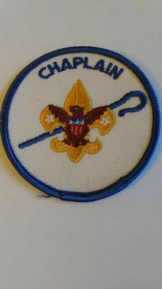 Bsa,  Position Patch,  Chaplain,  1973,  White Twill,  Tenderfoot Emblem & Crook