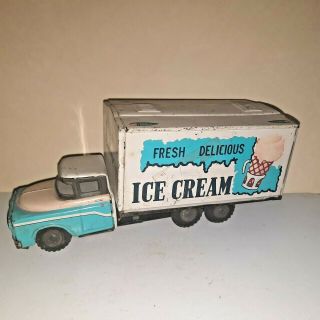 Vintage Tin Friction Ice Cream Truck Japan Mitsuhasi