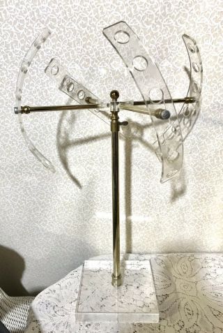 Vintage Display Stand Jewelry Tie Scarf Store Shop Counter Top Deco Lucite Metal
