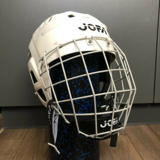 Vintage Jofa 51 280 Sr Hockey Helmet Game White Face Cage 54 - 60