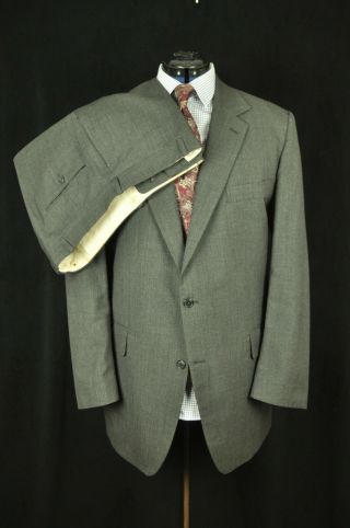Vintage J.  Press Presstige 100 Wool Dark Gray 2 Button Suit Ff Pants 46 Usa Made