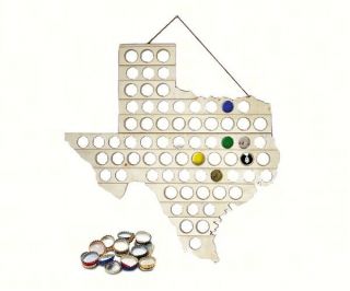 Beer Bottle Cap Map State Of Texas - Wooden,  Laser - Cut Map 20.  8 X 20.  9