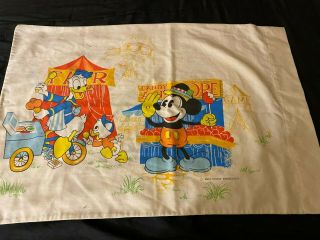 Vintage Mickey Mouse Donald Duck Minne Goofy Disney Pillow Case Small Spot