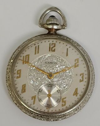 Vintage Lanco 17s Screw Off Front & Back 15 Jewel Pocket Watch