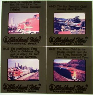 4 1950s? Santa Fe Railway San Francisco & Texas Chiefs Trains 35mm Photo Slides