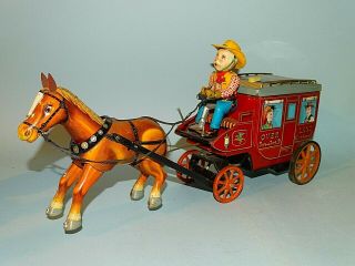 Overland Stagecoach Tin Battery Toy Ichida Japan