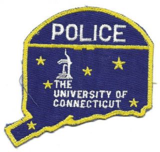 University Of Connecticut Ct College School Police Patch State Shape Old