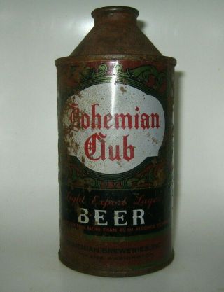 Old Bohemian Club Cone Top Beer Can Spokane,  Washington