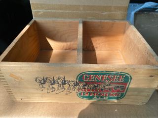 Vintage Genesee 12 Horse Ale Wooden Dovetail Beer Box Crate With Carry Handle