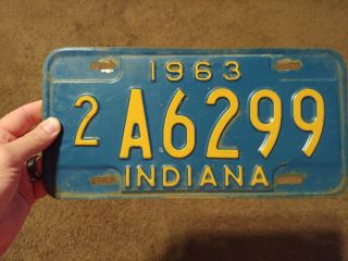 Vintage Indiana 1963 License Plate 2a6299
