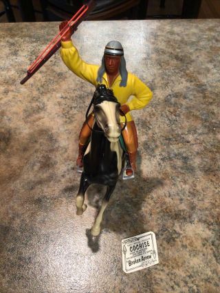 Vtg.  1950s Hartland Cochise " Broken Arrow " W/horse,  Saddle,  Rifle,  Pistol & Tag