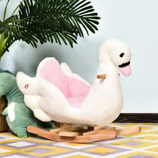 Homcom Plush Kids Toy Ride On Rocking Horse Swan Style Pink