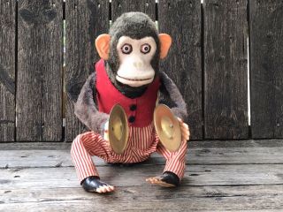 Vintage Musical Jolly Chimp Clapping Tin Cymbals Toy Monkey Ck Japan