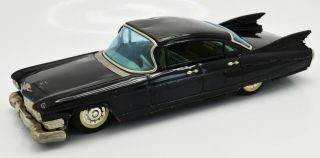 Large 11 ".  1959 Cadillac Sedan Black Tin Friction Toy Japan Bandai