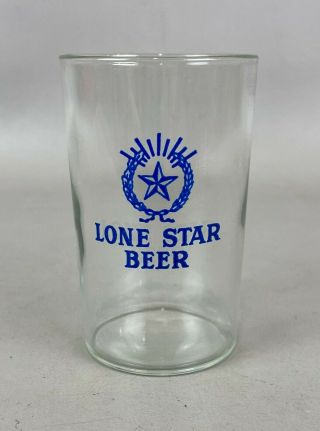 Vintage " Lone Star " Beer Blue Logo Advertising Glass