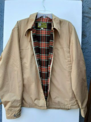 Vintage 80s Derby of San Francisco Men ' s Size 46 Zip Up Lined Jacket Tan 3