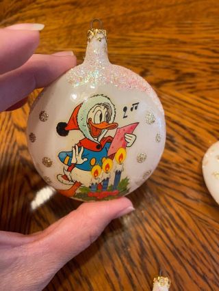 4 Vintage Disney Glass Christmas Ornaments Mickey,  Donald Duck,  Goofy 2