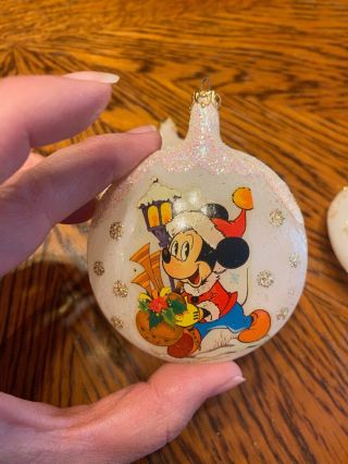 4 Vintage Disney Glass Christmas Ornaments Mickey,  Donald Duck,  Goofy 3